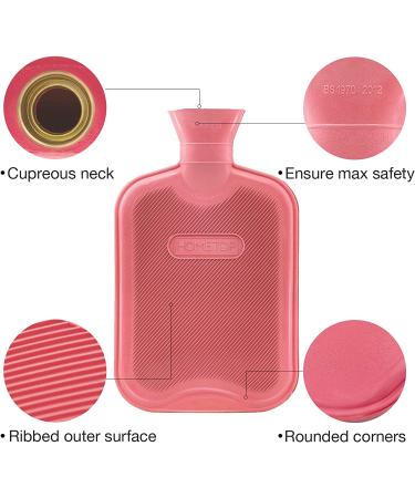 HomeTop Premium Classic 2L Red Rubber Hot Water Bottle for Pain Relief - Hot and Cold Therapy - Buy Online on GoSupps.com