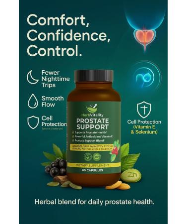 Prostate Support Supplement for Men Saw Palmetto Beta-Sitosterol Pygeum Nettle Zinc & Selenium Supports Urinary Flow Prostate Health & Vitality 60 Capsules (Pack of 1) - Buy Online on GoSupps.com