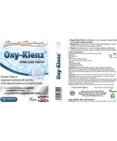 Specialist Supplements Oxy-Klenz 100 Capsules - Promotes Healthy Bowel Function - Buy Online on GoSupps.com