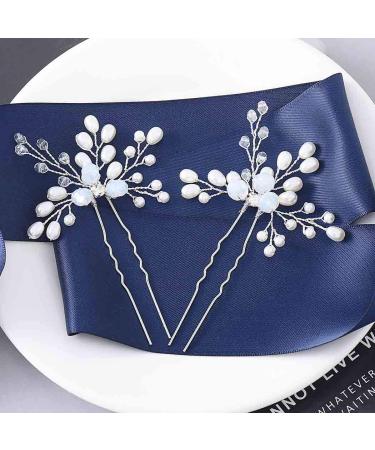 Fairvir Silver Crystal Hairpins for Brides - Sparkling Rhinestone & Pearl Hair Accessories (Set of 2) - Buy Online on GoSupps.com