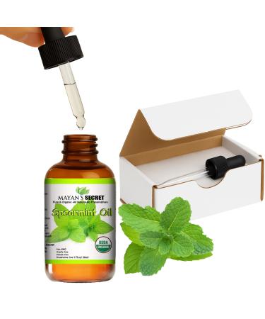 Mayan's Secret USDA Certified Organic Spearmint Essential Oil 100% Pure Glass Bottle