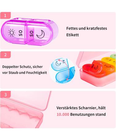 Portable 7-Day Pill Organizer & 14-Day Tablet Box - Compact Medication Storage for Travel (Pink) - Buy Online on GoSupps.com