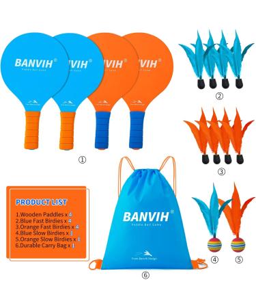 Paddle Ball Games Set with 4 Racquets, 10 Birdies & Drawstring Bag - Outdoor Indoor Sports Toys for Beach, Yard, Lawn Play - Fun for Kids, Teens, Adults & Family - Buy Online on GoSupps.com