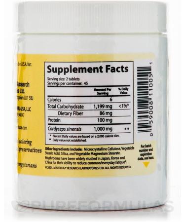 Cordyceps Sinensis-MRL 500 mg - 90 Tablets by Mycology Research Laboratories - Buy Online on GoSupps.com