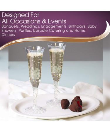 96 Disposable Crystal Cut Plastic Champagne Flutes - Unbreakable Clear Glasses for Parties and Events - 5.5oz - Buy Online on GoSupps.com