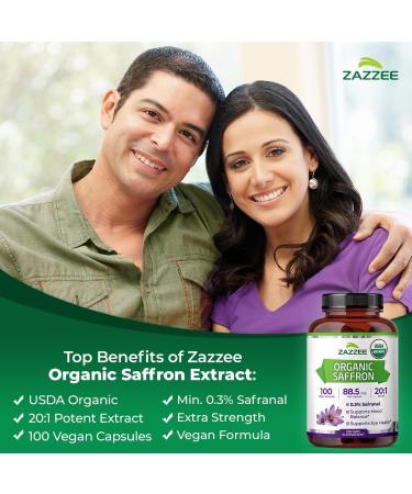 Zazzee Organic Adaptogen Support Bundle | USDA Organic Saffron 20:1 Extract Plus 10:1 Tulsi Holy Basil Extract Capsules | Non-GMO Vegan & ISO Lab Tested - Buy Online on GoSupps.com