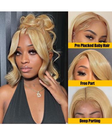 Honey Blonde Body Wave Human Hair Wig 24 inch Colored 27 | 13x4 HD Transparent Lace Front Wig 150% Density for Women | Natural Hairline & Baby Hair | Glueless & Breathable - Buy Online on GoSupps.com