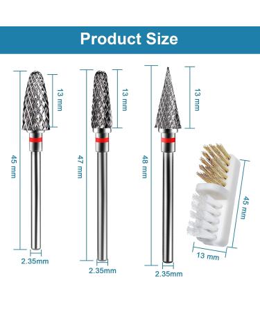 CGBE 3-Piece Nail Miller Attachments | Tungsten Alloy Nail Drill Bits for Gel & Acrylic Removal | Professional Manicure & Pedicure Hard Metal Grinding Heads - Buy Online on GoSupps.com