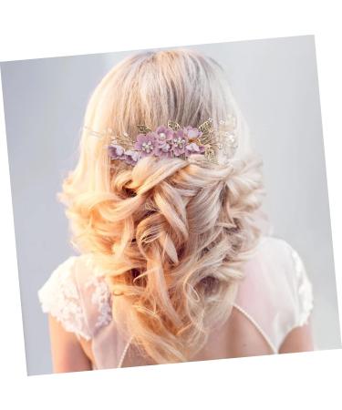 Minkissy Rhinestone Hair Jewelry for Women | Floral Pattern Wedding Hair Comb | Violet Metal Bride Accessory - Buy Online on GoSupps.com
