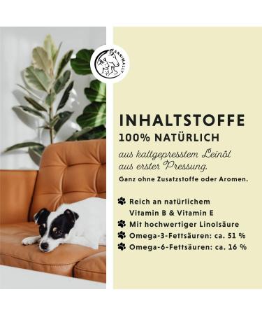 Annimally Linseed Oil for Dogs 500ml - Cold-Pressed Omega 3 & 6 Fatty Acids | Natural BARF Oil for Dogs Cats & Horses - Pure German Quality - Buy Online on GoSupps.com