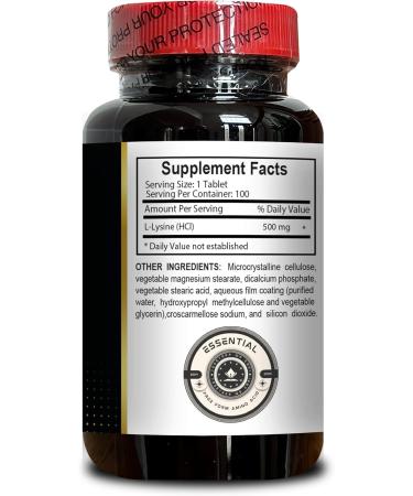 L-LYSINE SUPPLEMENT AMINO ACIDS - Integrity of Skin and Lips Free Form Amino Acids Supports Healthy Metabolism Non-GMO & Gluten-Free Commonly Used for Cold Sores - 1 Bottle 100 Counts - Buy Online on GoSupps.com