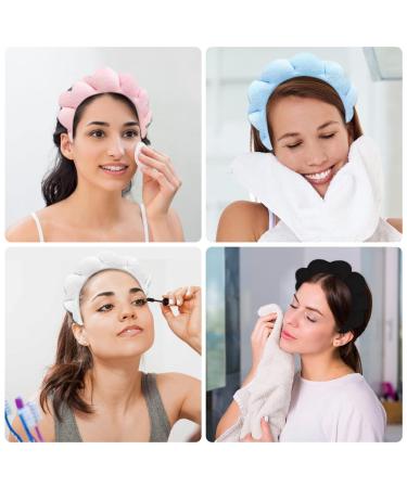 4 Pack Sponge Headband Set for Women - Cute Clouds Spa and Makeup Headbands in Black, White, Pink, and Blue - Perfect for Skincare and Makeup Removal - Buy Online on GoSupps.com