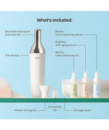 Auria Vita Trio: 3-in-1 Home Microdermabrasion Machine with Face Exfoliator, Pore Extractor, Kinetic Toner & 3 Facial Serums - Buy Online on GoSupps.com