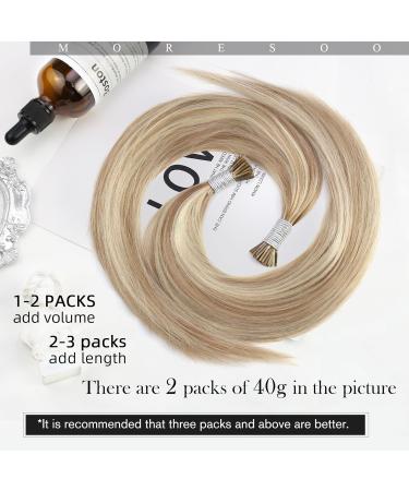 Moresoo Blond Keratin Bonding Hair Extensions - Real Hair I Tip Medium Brown to Platinum Blond 55 cm 40g/50s #9A/60 - Premium Quality Seidig Straight - Buy Online on GoSupps.com