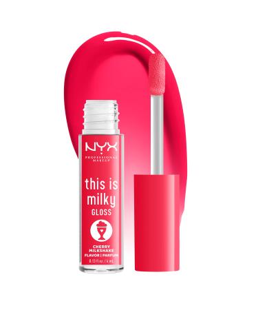 NYX PROFESSIONAL MAKEUP This Is Milky Gloss Lip Gloss with 12 Hour Hydration Vegan - Cherry Milkshake (Cherry Pink) Cherry Milkshake Milkshakes (Scented)