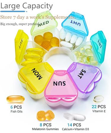 Rainbow Floral Weekly Pill Box - Large 7 Day Organizer for Vitamins and Medications - Buy Online on GoSupps.com