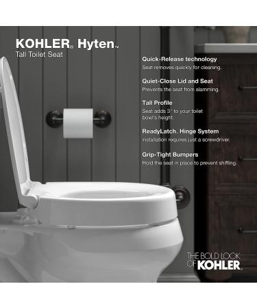 KOHLER Hyten Elevated Quiet-Close Elongated Toilet Seat - White | Comfortable and Stylish Upgrade - Buy Online on GoSupps.com