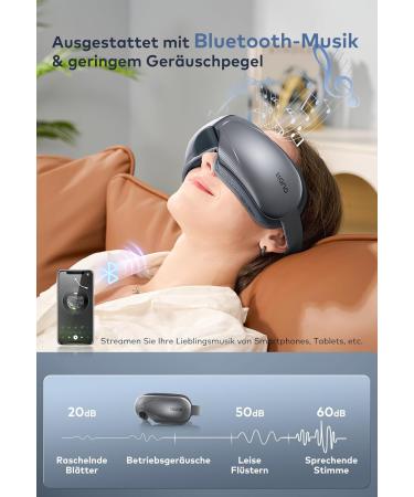 Llano Eye Massage Device - Warmth Vibration & Bluetooth Music | Ergonomic 3D Design Foldable Eye Mask for Dark Circles & Dry Eyes (Gray) - Buy Online on GoSupps.com