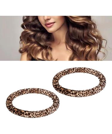 Sonew 2pcs Round Heatless Curling Iron Hair Tie Dual Purpose Heatless Curling Wand Headband Round Leopard Print Curling Iron Styling Tool Strap 2 Combs - Buy Online on GoSupps.com