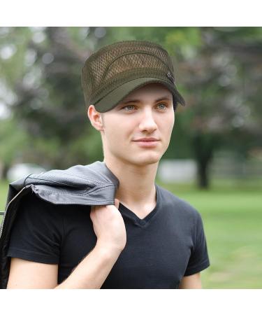 Breathable Military Cadet Cap Set - Black & Army Green | Mesh Sunshade Army Flat Top Cap - Buy Online on GoSupps.com