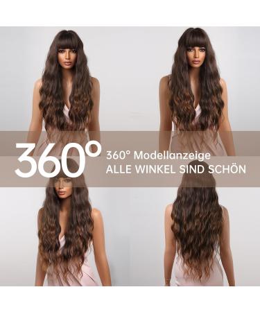Testar 28 Inch Brown Wigs - Long Curly Synthetic Heat-Resistant Wig for Women | Dark Brown & Light Brown Mixed Ponytail | Perfect for Daily Wear & Cosplay - Buy Online on GoSupps.com