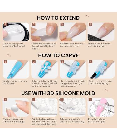  SUPWEE 3D Nail Gel - 14g - Non-Adhesive Solid Builder Gel - With Nail Brush - Embossed Pattern - Salon Hard - DIY at Home - White - Buy Online on GoSupps.com