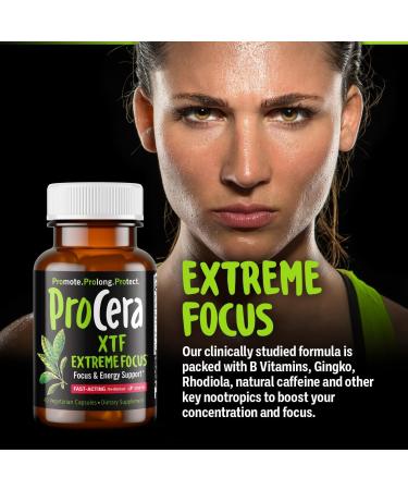 XTF Focus & Energy Pills - Nootropic Brain Booster with Huperzine Acetyl-L-Carnitine Rhodiola Guarana & Caffeine | Energy & Focus Supplement for Peak Performance - Buy Online on GoSupps.com