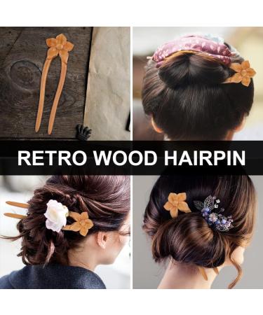 LALAFINA Wooden Hairpin Wedding Hair Clip Hair Styling Clip Decor Flower Hair Chopstick Women Wooden Hair Chopsticks Chinese Wood Hair Pin Flower Headpiece Vintage Hair Claw Bride - Buy Online on GoSupps.com