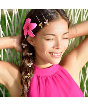 12-Piece Rhinestone Bee Hair Clip Set for Women - Yellow Pink Alloy Hair Accessories for Bride, Bridesmaid, Wedding, Party Styling - Buy Online on GoSupps.com