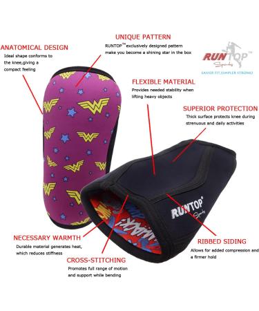RUNTOP 7mm Neoprene Knee Sleeves (Pair) - Support Pain Compression for Squats, Cross Training, Weightlifting - Women's Gift - Kids & Children - WODS Powerlifting - Buy Online on GoSupps.com