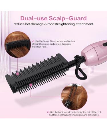 Ceramic Hot Comb for Wigs Afro Hair & Beard | Anti-Scald Straightening Comb | Electric Press Comb with Adjustable Temperatures | Dual Voltage | 60 Min Auto Shut Off | Pink - Buy Online on GoSupps.com