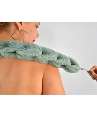 HOME-X Green Long Stretch Braided Bath Sponge Exfoliating Loofah Set - 2 Pcs-11 - Buy Online on GoSupps.com