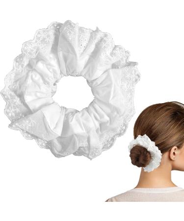 Dimeho White Lace Scrunchies for Women Large Hair Scrunchies Elastic Hair Ties Soft White Lolita Scrunchie Double Layer Hair Bands Ponytail Holder Accessories for Women Thick Curly Hair - Buy Online on GoSupps.com