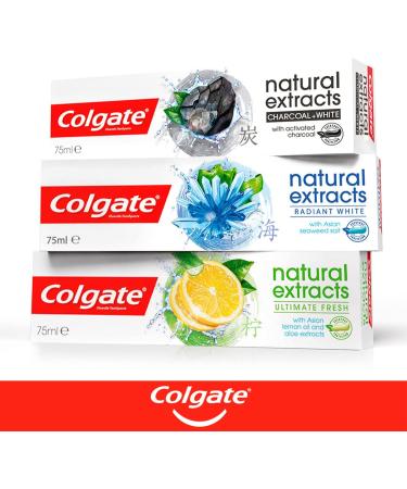 COLGATE - Natural Extracts Toothpaste - With natural extracts of Vegetable Charcoal - Intense Shine - 75 ml tube - Buy Online on GoSupps.com