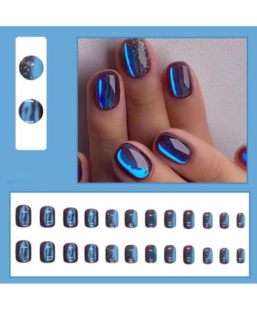 Stick on Nails - Soft Gel Press on Nails False Nail Coffin Short Glitter French Stick on Nails 12 Sizes Full Short Press Nails for Woman Girl Lencyh - Buy Online on GoSupps.com