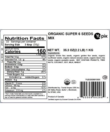 Yupik Organic Super 6 Seeds Mix 2.2 lb - Non-GMO, Vegan | Buy Online - Buy Online on GoSupps.com