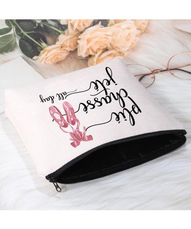 Ballerina Gift Cosmetic Bag for Ballet Teachers | Plie Chase Jet All Day Zipper Bag | Perfect Dance Lover Gift in White - Buy Online on GoSupps.com