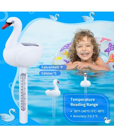 Kingsom Solar Floating Pool Thermometer with Color-Changing Swan Light - Easy Night Reading for Spa & Pool - Buy Online on GoSupps.com