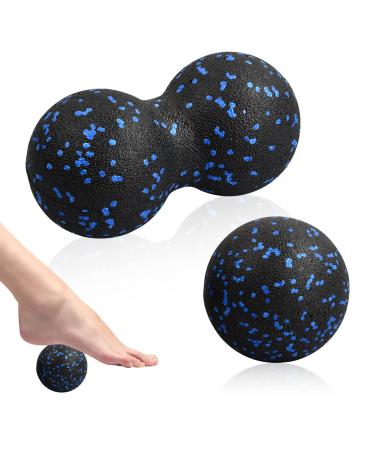 Xzeemo fascia ball set (single ball + double ball) massage ball fascia ball trigger point release lacrosse ball fascia balls carry out massage balls for fascia training relieve pain blue - Buy Online on GoSupps.com