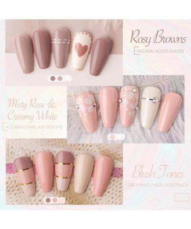 54W Gellen Gel Nail Polish Kit with UV LED Light, 6 Nude Colors, Top Base Coat, Nail Art Decorations, Manicure Tools - All-in-One Manicure Kit in Gentle Nudes Blush Tones - Buy Online on GoSupps.com