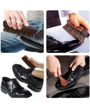 Set of 2 Wooden Shoe Brushes with Horse Hair Bristles - Shoe Shine, Clean, Buff, and Polish Shoes, Sofas, Bags, and Furniture - Buy Online on GoSupps.com