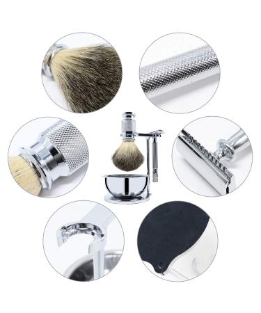 Jolitac Wet Shaving Kit for Men - Complete Grooming Set with Badger Hair Brush Stainless Steel Bowl & Double Edge Safety Razor - Perfect Gift - Buy Online on GoSupps.com