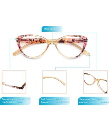 HEEYYOK 4-Pack Cat Eye Fashion Readers for Women - Flower Pattern Spring Hinges 2.5 Diopters - Stylish and Comfortable Eyewear - Buy Online on GoSupps.com