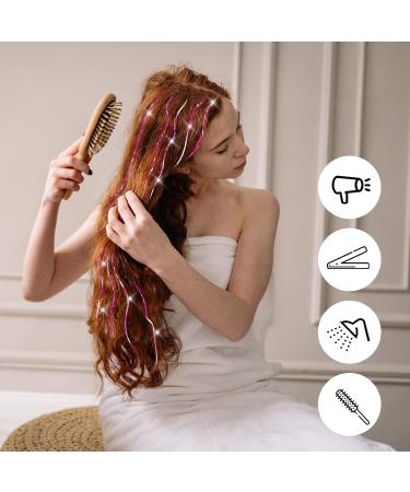Sparkling Hair Tinsel Extensions Kit - 200 Strands Pink Glitter Hair Extensions 48 Inch - Heat Resistant Tinsel for Women and Girls - Buy Online on GoSupps.com