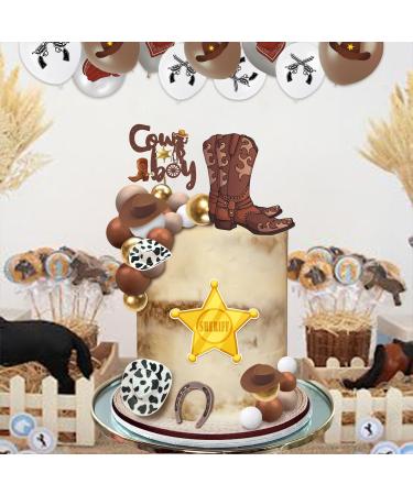 28 Pcs Cowboy Cake Decorations Cowboy Hat Boot Horseshoe Sheriff Badge Ball Cake Toppers Western Cowboy Birthday Baby Shower for Western Theme Party Favors Supplies - Buy Online on GoSupps.com