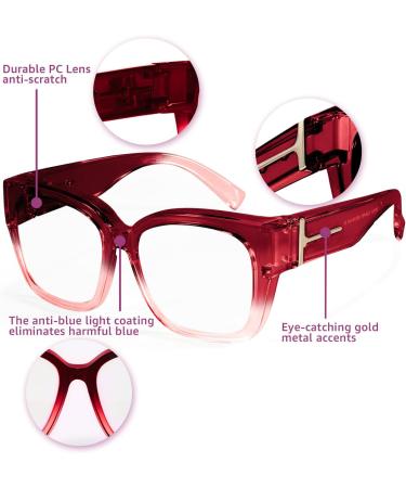 LVIOE Blue Light Filter Glasses - Over Glasses Comfort for Eye Strain Relief | Stylish Red & Pink Options - Buy Online on GoSupps.com