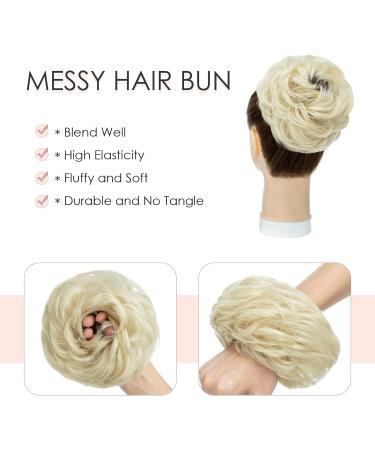 MY-LADY Messy Hair Buns Extension Scrunchies - Thick Wavy Curly Ponytail Chignon Hairpiece 55g Bleach Blonde - Buy Online on GoSupps.com