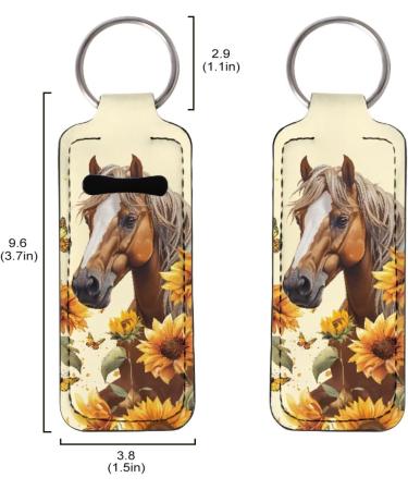 Suobstales Horse Sunflower Butterfly Print Chapstick Holder Keychain Neoprene Lip Balm Holder Lipstick Sleeve Pouch Lip Balm Portable Pocket Lip Gloss Tube Holder Travel Accessories - Buy Online on GoSupps.com
