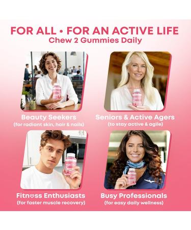 2 Pack Sugar Free Collagen Gummies for Women & Men | Hydrolyzed Collagen Peptides for Hair Skin & Nails | MultiCollagen Protein Type I II III V X with Biotin & Vitamin C | Strawberry Flavor, 120 Count 60 Count (Pack of 2) - Buy Online on GoSupps.com