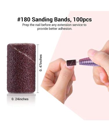Melodysusia 300Stk Grinding Sleeve Nail Cutter Attachment - 180 Grit Cap & Mandrel for Manicure Pedicure Nail Art & Care (Red) - Buy Online on GoSupps.com